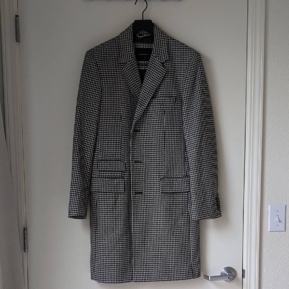 Club Monaco Black and White Mid-thigh Pea Coat